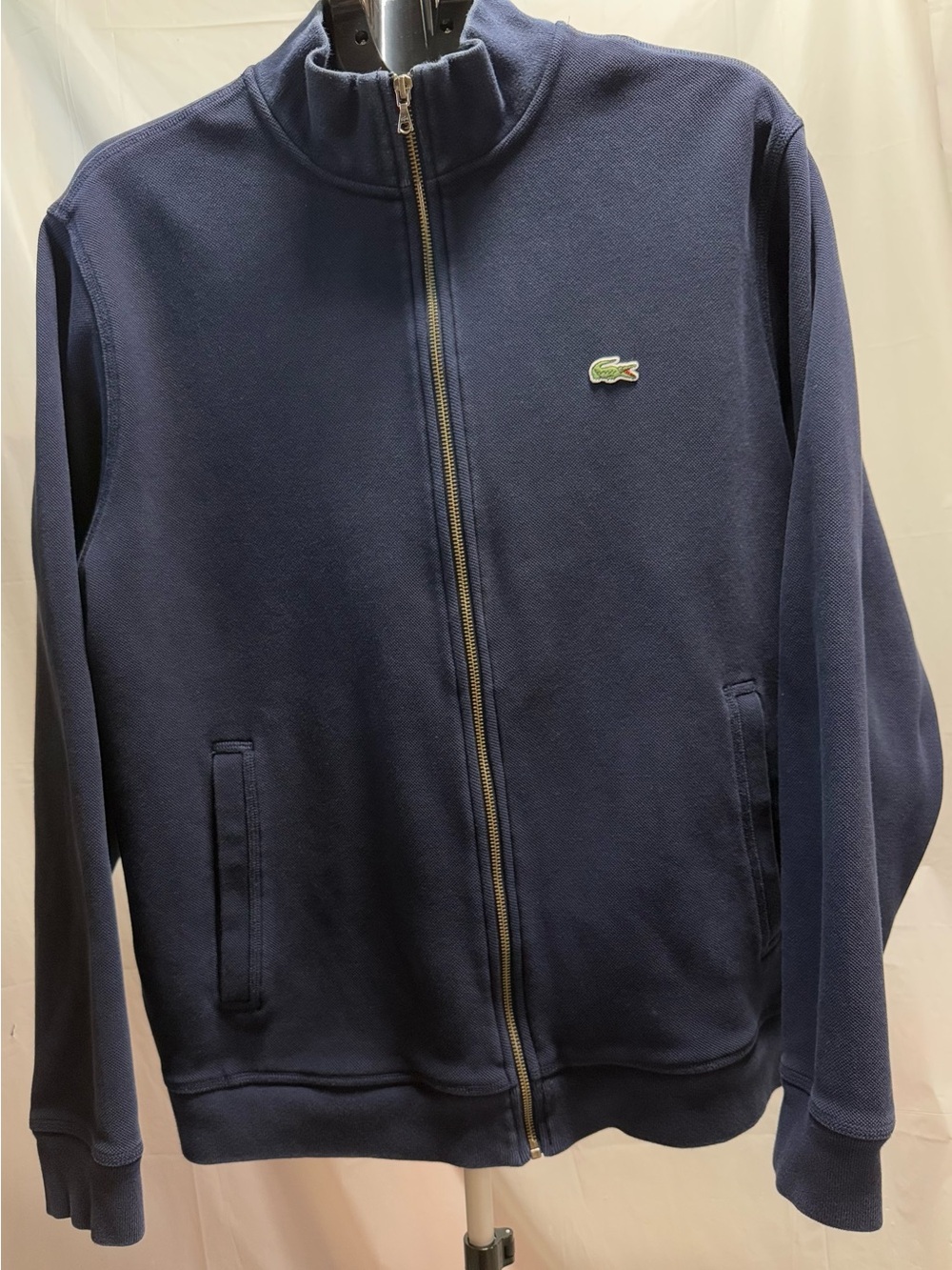 Lacoste SH2178 Men’s Navy Full Zip Piqué Fleece Jacket XXL